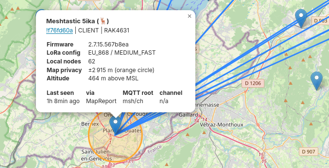 Ma position sur MeshMap (à quelques km près)
